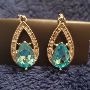Turquiose Rhinestone Dangle Earrings